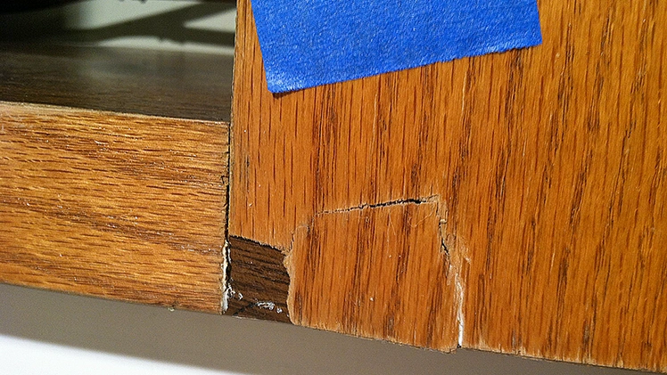 Factory painted cabinet peeling at edges