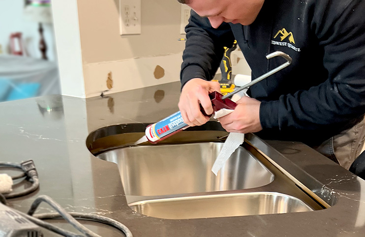 Installation of Cambria quartz countertops