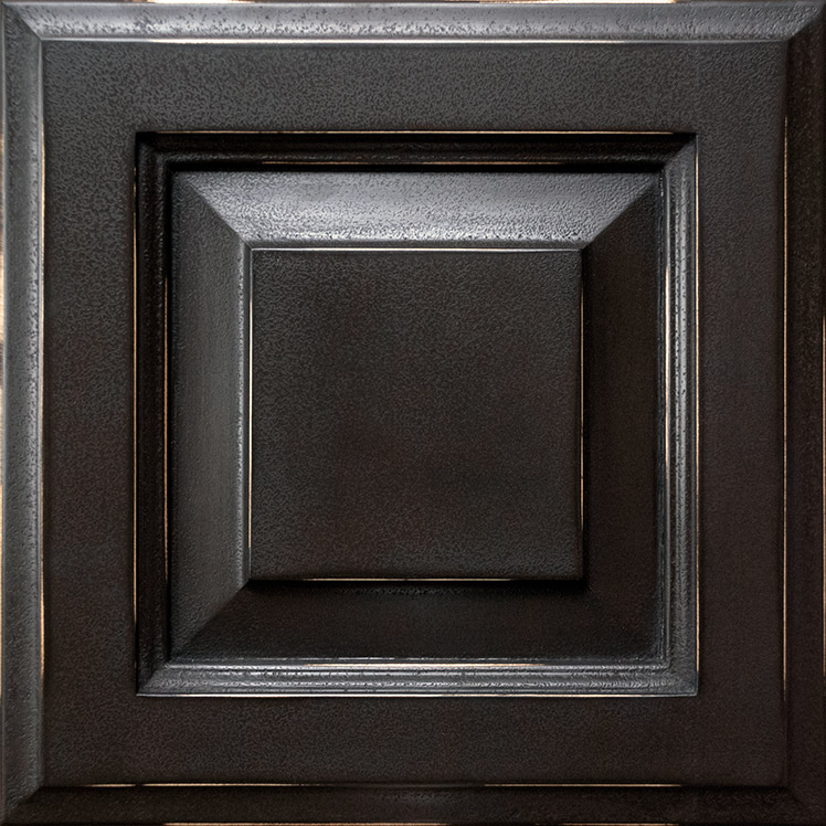Kitchen cabinet door painted with Classic Cupboards™ antique black paint and black wax in premium finish