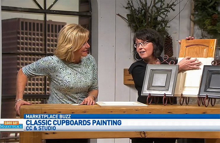 Video still of Lori on Good Day Marketplace with Shawn Ireland