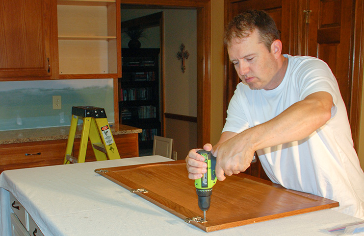 Removing kitchen cabinet doors for painting