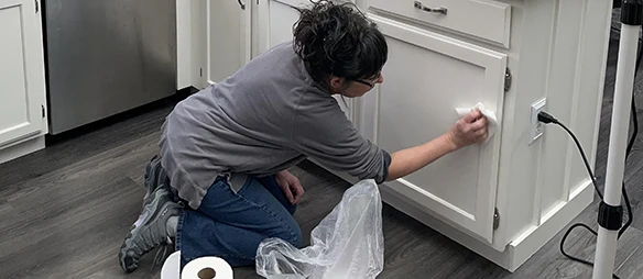 Oak cabinets painted white