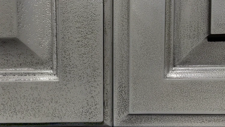 Kitchen cabinet doors painted with Classic Cupboards™ grey paint and black wax in premium and original finish