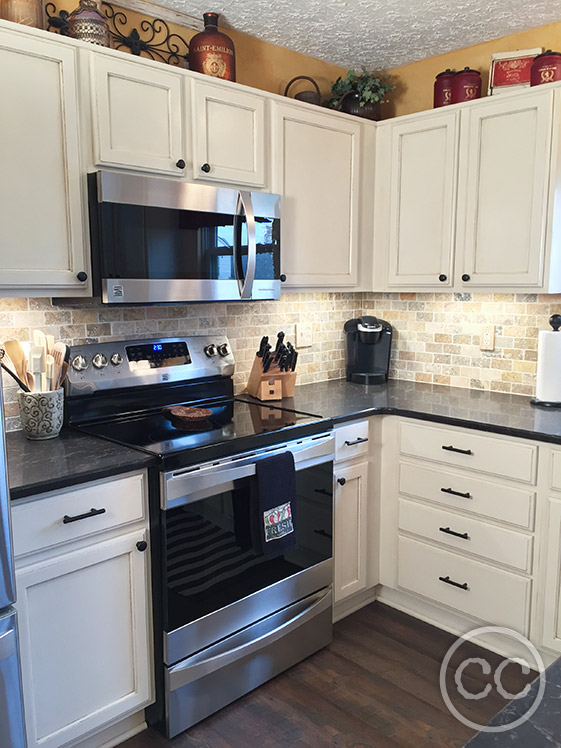 Kitchen painted with Classic Cupboards Paint. Visit www.classiccupboardspaint.com for more details.