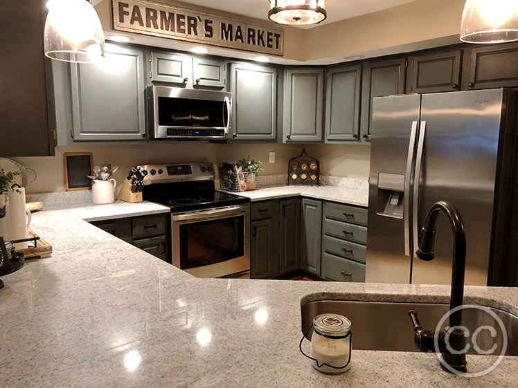 Kitchen painted with Classic Cupboards Paint. Visit www.classiccupboardspaint.com for more details.