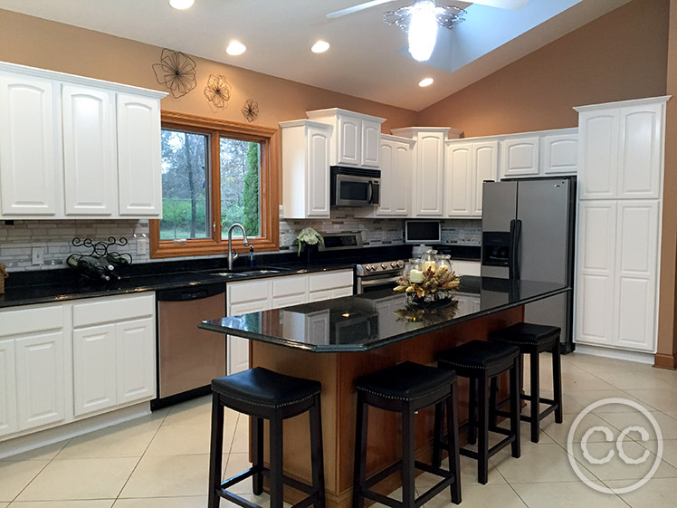 Kitchen painted with Classic Cupboards Paint. Visit www.classiccupboardspaint.com for more details.