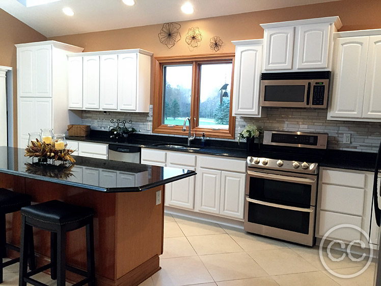 Kitchen painted with Classic Cupboards Paint. Visit www.classiccupboardspaint.com for more details.