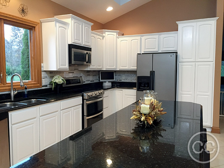 Kitchen painted with Classic Cupboards Paint. Visit www.classiccupboardspaint.com for more details.