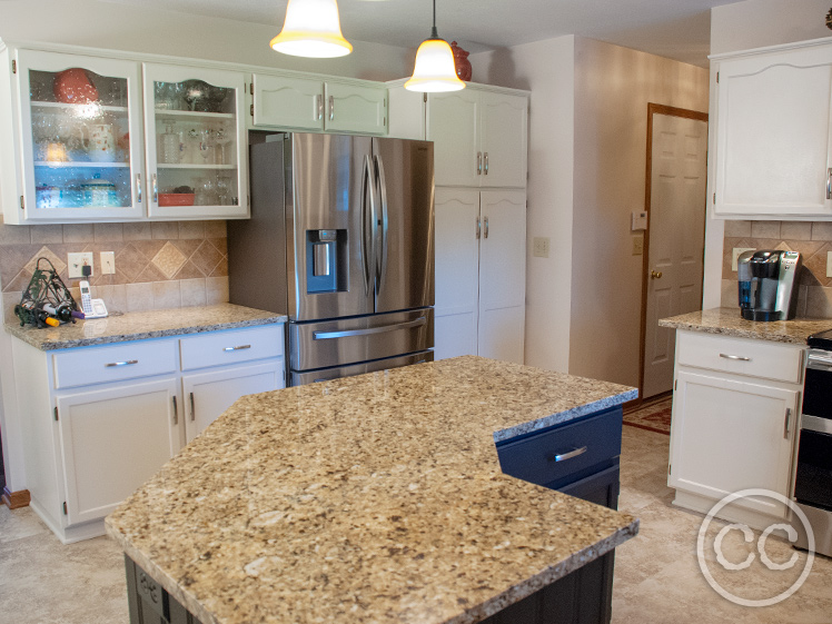 Kitchen painted with Classic Cupboards Paint. Visit www.classiccupboardspaint.com for more details.