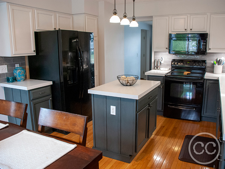 Kitchen painted with Classic Cupboards Paint. Visit www.classiccupboardspaint.com for more details.