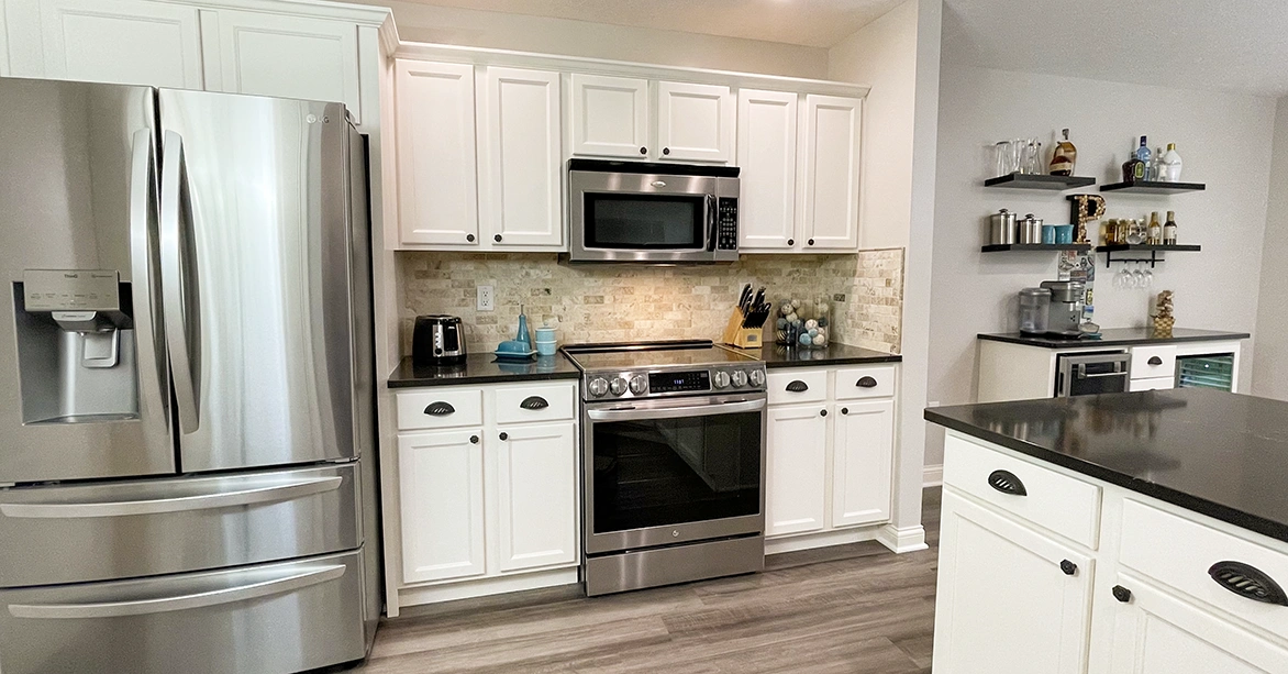 Kitchen cabinets painted with Classic Cupboards Pure White paint in Columbus, Ohio